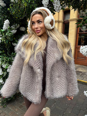 Dua Two Tone Faux Fur Coat - Brown