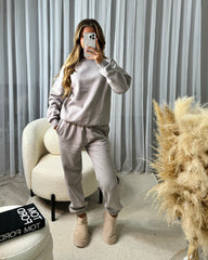 Tulip Round Neck Tracksuit Set - Dove Grey