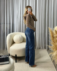 Saira High Waisted Straight Leg Jean - Dark Denim