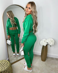 Letita Zip Front Hooded Tracksuit - Parrot Green