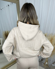 Clara 'GLAMDOLL' Embroidery Outline Detail Back Design Hoodie - Beige