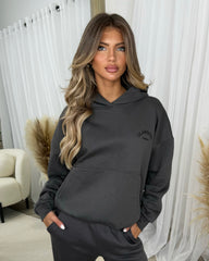 Lydia 'GLAMDOLL ORIGINAL' Front & Back Print Design Fleece Lined Hoodie - Slate Grey