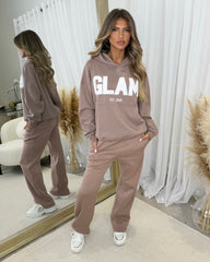 Ada Plain Fleece Lined Straight Leg Joggers - Mocha