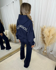 Lydia 'GLAMDOLL ORIGINAL' Front & Back Print Design Fleece Lined Hoodie - Navy