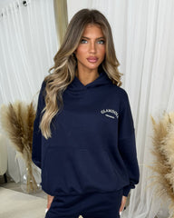 Lydia 'GLAMDOLL ORIGINAL' Front & Back Print Design Fleece Lined Hoodie - Navy