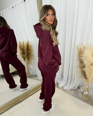 Skylar 'GLAMDOLL' High Density Front Detail Fleece Lined Hoodie - Burgundy