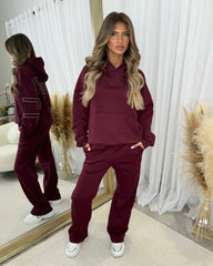 Clara 'GLAMDOLL' Embroidery Outline Detail Back Design Hoodie - Burgundy