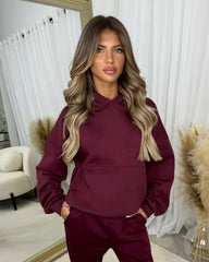 Clara 'GLAMDOLL' Embroidery Outline Detail Back Design Hoodie - Burgundy