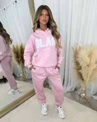 Harlow Plain Fleece Lined Cuffed Leg Joggers - Baby Pink