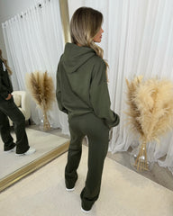 Millie 'GLAM' BOLD EMOBROIDERY Front Logo Print Hoodie - Khaki