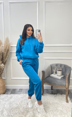 Eliana Oversized Hooded Tracksuit Set - Bright Blue