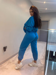 Eliana Oversized Hooded Tracksuit Set - Bright Blue